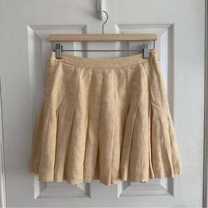 Wilfred Butter Yellow Linen Pleated Tennis Mini Skirt Size 6